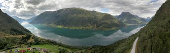 Drone panorama: The Fjaerland Fjord, Western Norway 
© 2022 Knut Dalen