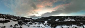 Drone panorama: My home village Hovet, Norway. 
© 2023 Knut Dalen