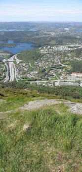 Loddefjord and Sotra west of Bergen, Norway, as seen from the mountain Lyderhorn
© 2007 Knut Dalen
